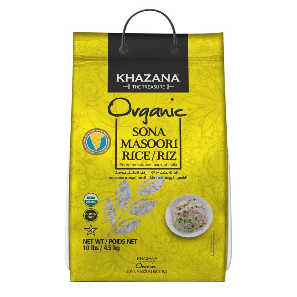 Khazana Organic Sona Masoori Rice 10lbs #1436