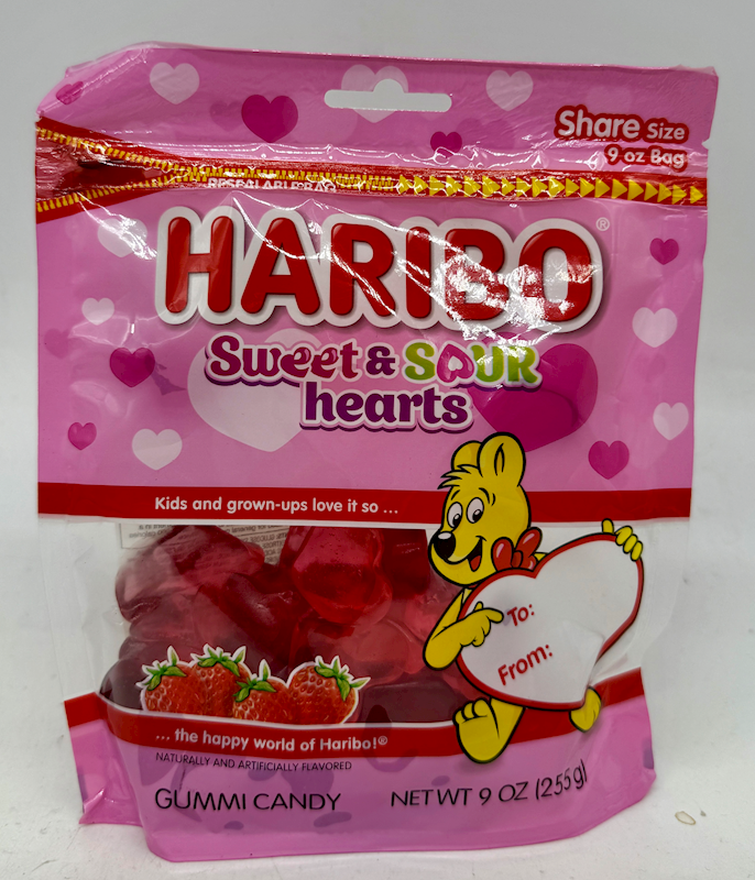 HARIBO SWEET AND SOUR HEARTS 9oz 12 COUNT #240