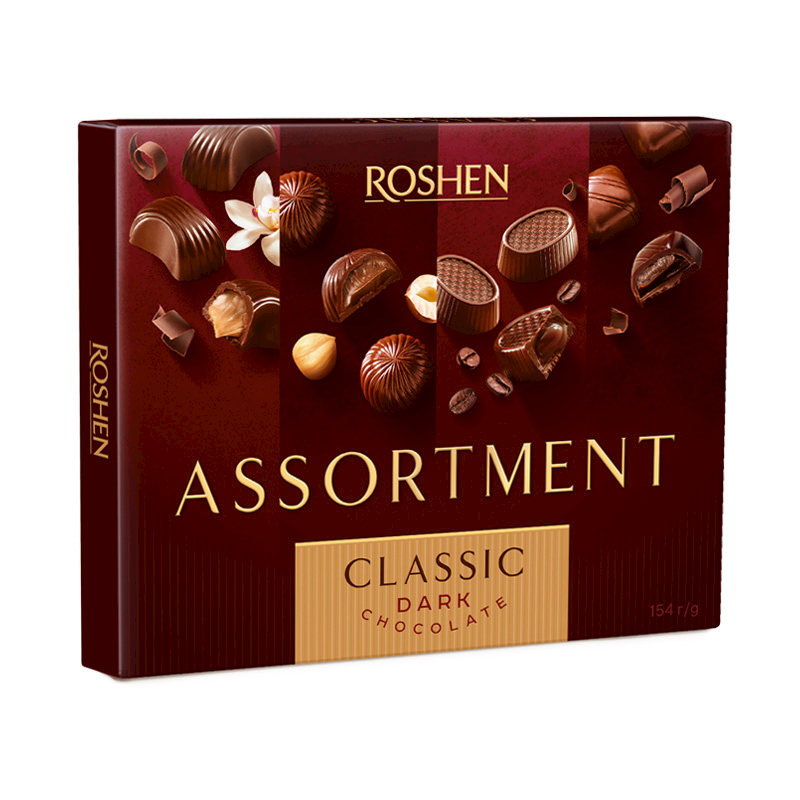 ROSHEN GIFT BOX ASSORTMENT "CLASSIC" DARK CHOCOLATE 5.43 OZ /8