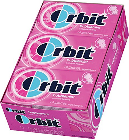 ORBIT BUBBLEMINT GUM /12 #4891